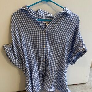 Women’s Gingham Cotton Button-Down Top
